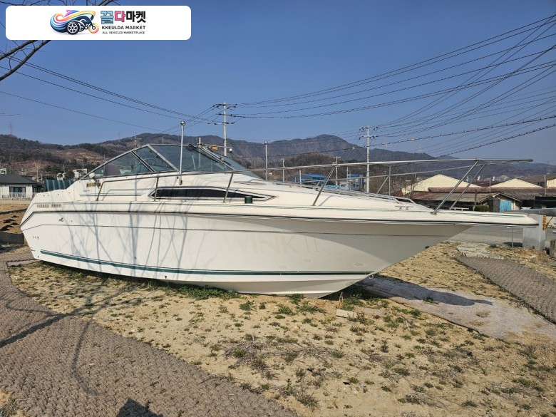 씨레이 썬덴서 250DA 보트,  장보고 2축 트레일러, 크레인장착된 2.5톤 트럭